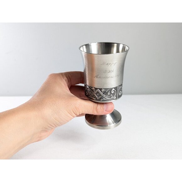 Set 2 MCM 30th Anniversary Selandia Norway Rosemal Acanthus Pewter Wine Glasses - Picture 7 of 7